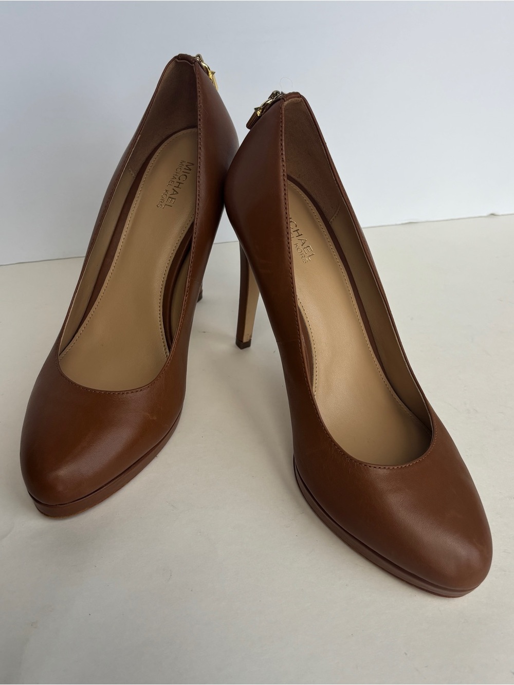 MICHAEL Michael Kors Cognac Leather Stiletto Pumps